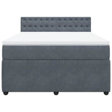 Box Spring Bed with Mattress Dark Grey Double Velvet
