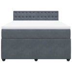 Box Spring Bed with Mattress Dark Grey Double Velvet