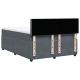 Box Spring Bed with Mattress Dark Grey Double Velvet - Extra Image