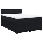 Box Spring Bed with Mattress Black Double Velvet