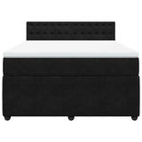 Box Spring Bed with Mattress Black Double Velvet