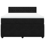 Box Spring Bed with Mattress Black Double Velvet
