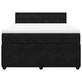 Box Spring Bed with Mattress Black Double Velvet - Top-Down View