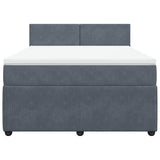 Box Spring Bed with Mattress Dark Grey Queen Velvet - Top-Down View