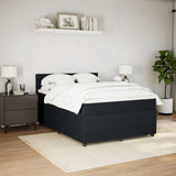 Box Spring Bed with Mattress Black Queen Velvet - Side View