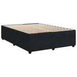 Box Spring Bed with Mattress Black Queen Velvet - Rear View