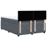Box Spring Bed with Mattress Dark Grey Queen Velvet - Extra Image