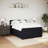 Box Spring Bed with Mattress Black Queen Velvet - Side View
