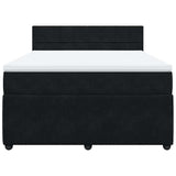 Box Spring Bed with Mattress Black Queen Velvet