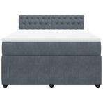 Box Spring Bed with Mattress Dark Grey Queen Velvet