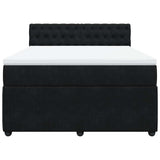 Box Spring Bed with Mattress Black Queen Velvet