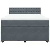 Box Spring Bed with Mattress Dark Grey Queen Velvet - Top-Down View