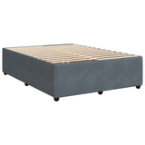 Box Spring Bed with Mattress Dark Grey Queen Velvet - Rear View
