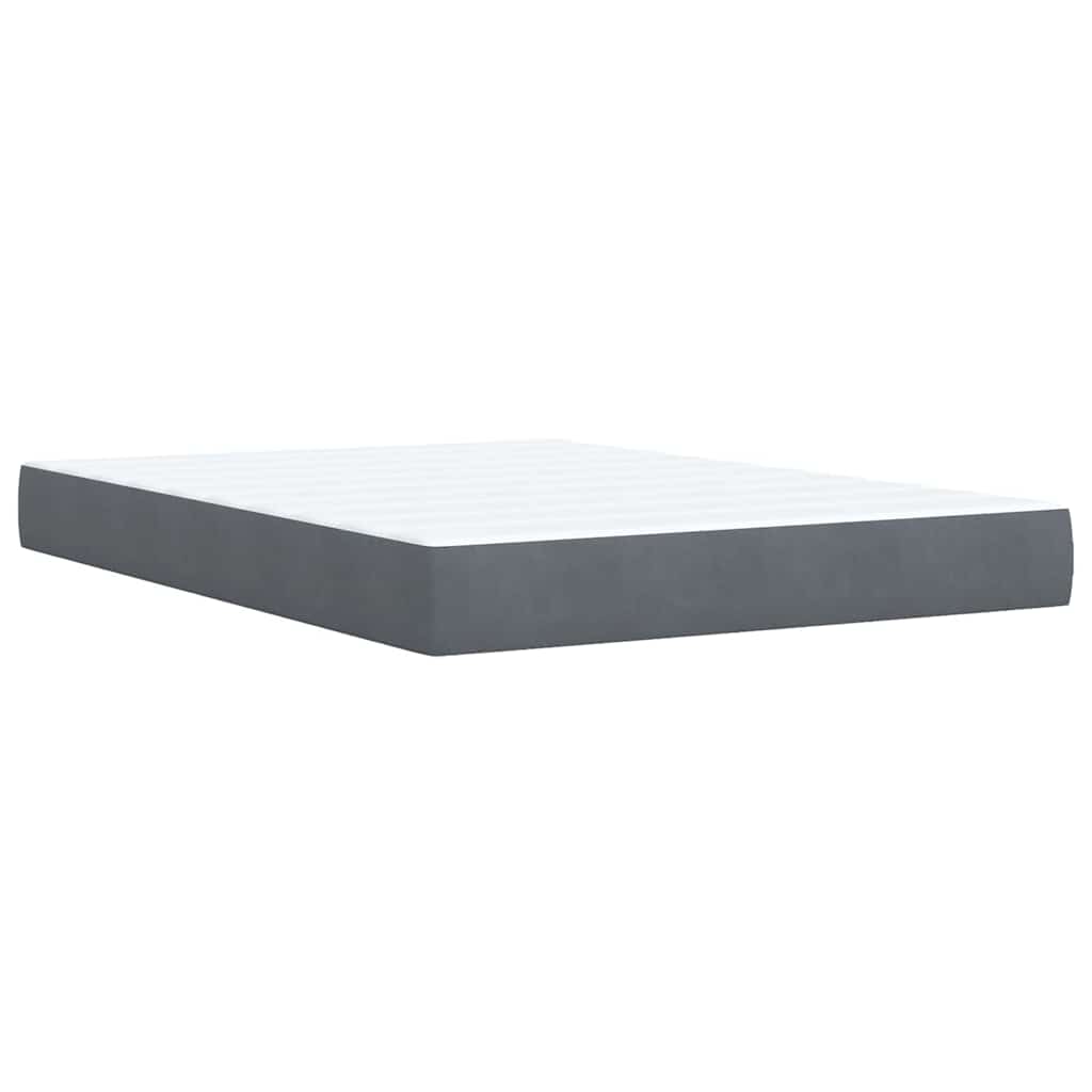 Box Spring Bed with Mattress Dark Grey Queen Velvet