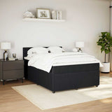 Box Spring Bed with Mattress Black Queen Velvet - Side View