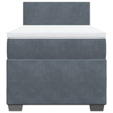 Box Spring Bed with Mattress Dark Grey King Single Fabric - Rear View