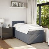 Box Spring Bed with Mattress Dark Grey King Single Fabric - Top-Down View