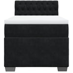 Box Spring Bed with Mattress Black King Single Fabric