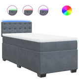 Box Spring Bed with Mattress Dark Grey King Single Fabric - Front View
