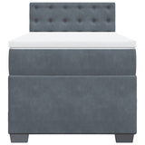 Box Spring Bed with Mattress Dark Grey King Single Fabric - Rear View