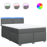 Box Spring Bed with Mattress Dark Grey Double Fabric - Front View