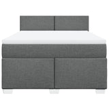 Box Spring Bed with Mattress Dark Grey Double Fabric - Rear View