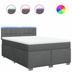 Box Spring Bed with Mattress Dark Grey Double Fabric