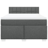 Box Spring Bed with Mattress Dark Grey Double Fabric - Rear View