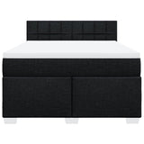 Box Spring Bed with Mattress Black Double Fabric - Rear View