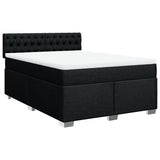 Box Spring Bed with Mattress Black Double Fabric - Side View