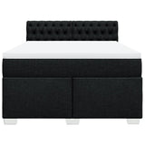 Box Spring Bed with Mattress Black Double Fabric - Rear View