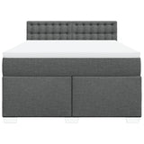 Box Spring Bed with Mattress Dark Grey Double Fabric - Rear View