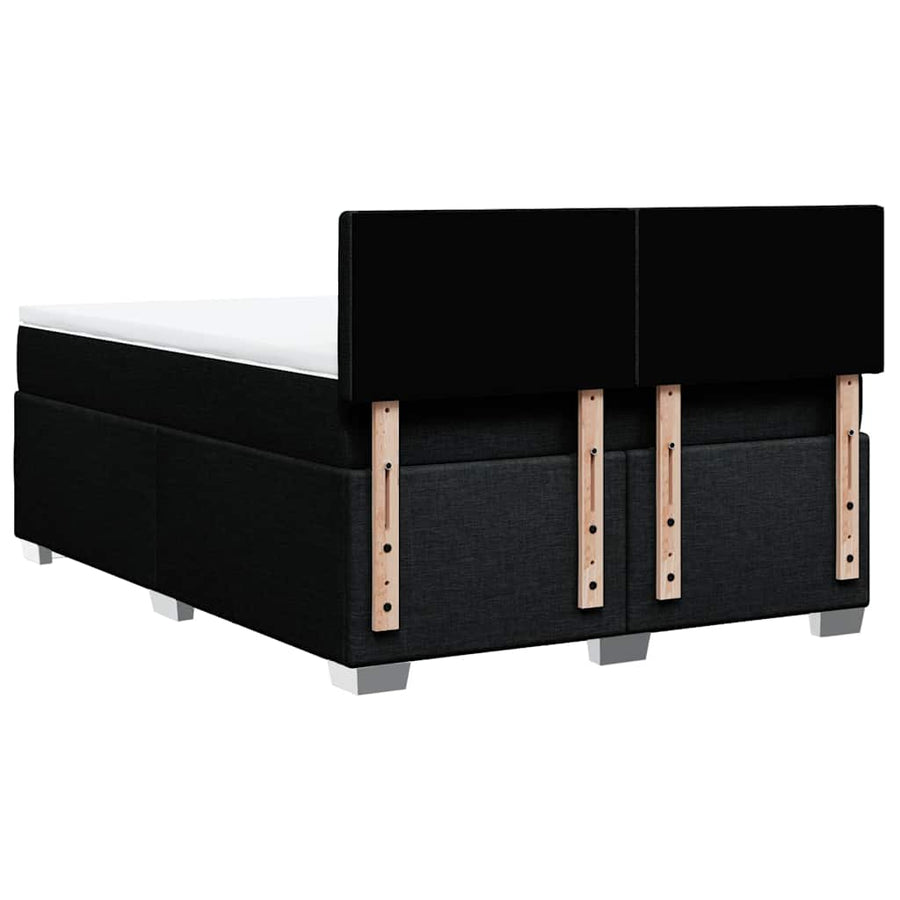 Box Spring Bed with Mattress Black Double Fabric