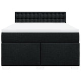 Box Spring Bed with Mattress Black Double Fabric - Rear View
