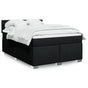 Box Spring Bed with Mattress Black Double Fabric
