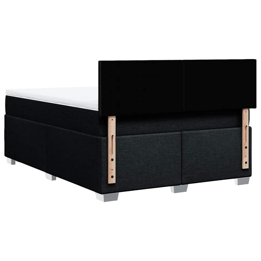 Box Spring Bed with Mattress Black Queen Fabric