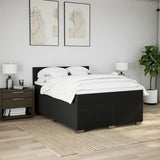 Box Spring Bed with Mattress Black Queen Fabric - Top-Down View