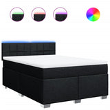 Box Spring Bed with Mattress Black Queen Fabric - Front View