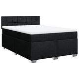 Box Spring Bed with Mattress Black Queen Fabric - Side View