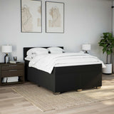 Box Spring Bed with Mattress Black Queen Fabric - Top-Down View