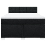 Box Spring Bed with Mattress Black Queen Fabric - Rear View