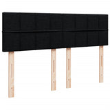 Box Spring Bed with Mattress Black Queen Fabric - Close-Up Angle