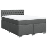 Box Spring Bed with Mattress Dark Grey Queen Fabric - Side View