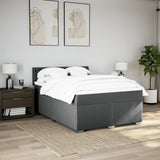Box Spring Bed with Mattress Dark Grey Queen Fabric - Top-Down View