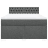Box Spring Bed with Mattress Dark Grey Queen Fabric - Rear View