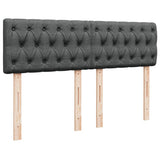 Box Spring Bed with Mattress Dark Grey Queen Fabric - Close-Up Angle