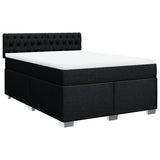 Box Spring Bed with Mattress Black Queen Fabric - Side View