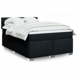 Box Spring Bed with Mattress Black Queen Fabric