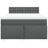 Box Spring Bed with Mattress Dark Grey Queen Fabric - Rear View