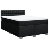 Box Spring Bed with Mattress Black Queen Fabric - Side View